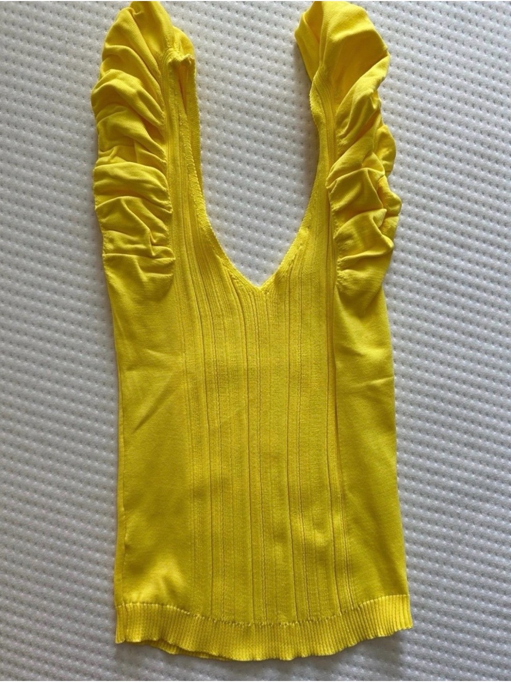 Bright Yellow Ruffled Sleeve Knit Tank